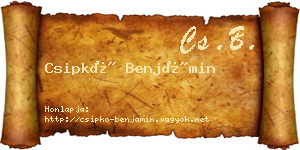 Csipkó Benjámin névjegykártya